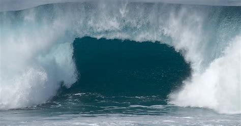 Powerful Ocean Wave At The Famous Banzai Pipeline Surf Spot On The North Shore Of Oahu Island In