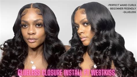 BEGINNER FRIENDLY GLUELESS 5X5 CLOSURE WIG INSTALL WAND CURLS READY