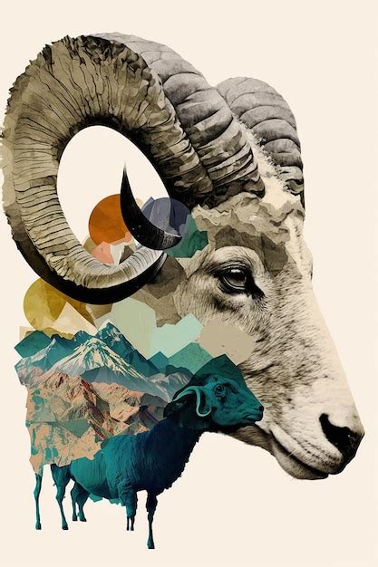 Premium Photo A Ram With A Mountain Landscape On It