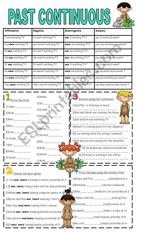 Past Continuous Part 1 Affirmative Esl Worksheet By Vampiregirl22