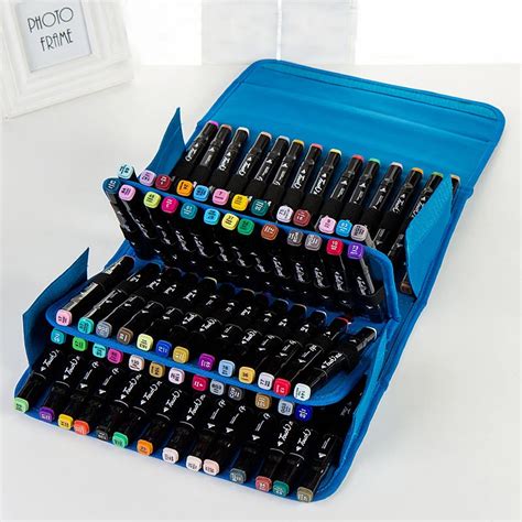 80 Slots Large Capacity Folding Marker Pen Case Canvas Art Markers Pen