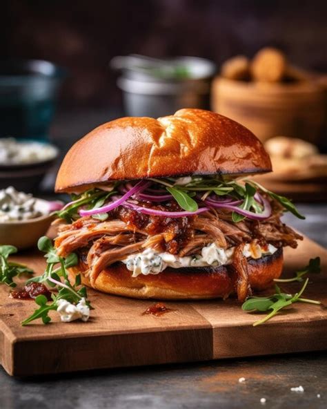 Premium Ai Image Savor A Perfect Pulled Pork Sandwich Generative Ai