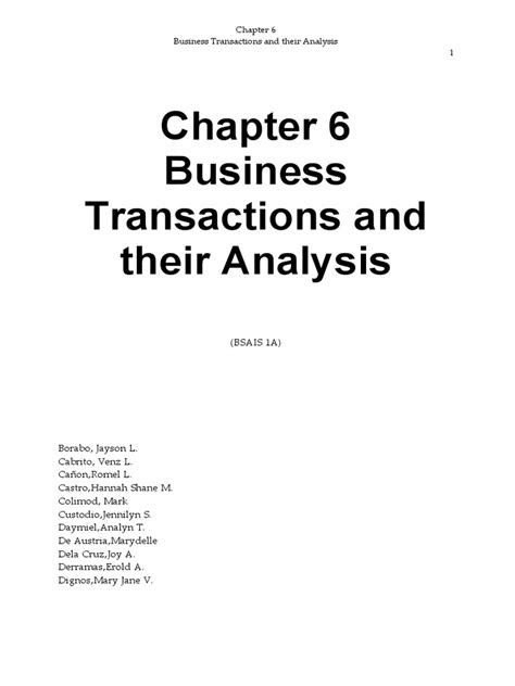 Business Transactions And Their Analysis Bsais 1a Group2 Pdf Debits