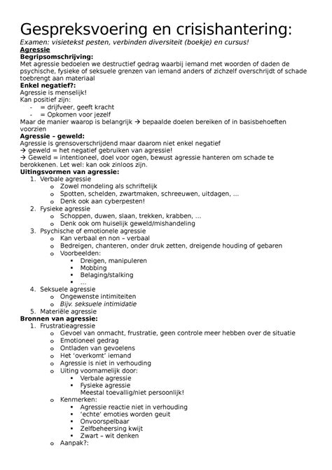 Crisishantering Gespreksvoering En Crisishantering Examen