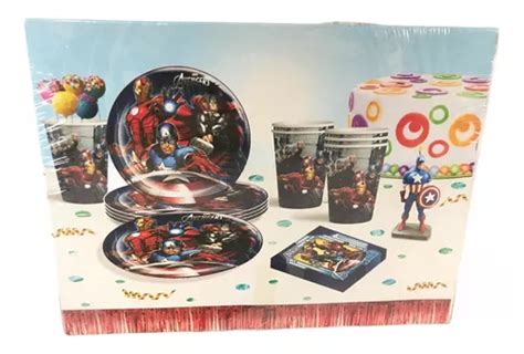 Avengers Pack Kit P 6 Fiesta Platos Vasos Servilleta Velita En Venta En