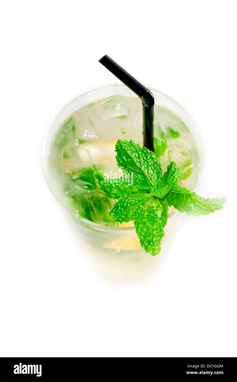 Mojito Caipirina Cocktail With Fresh Mint Leaves Stock Photo Alamy