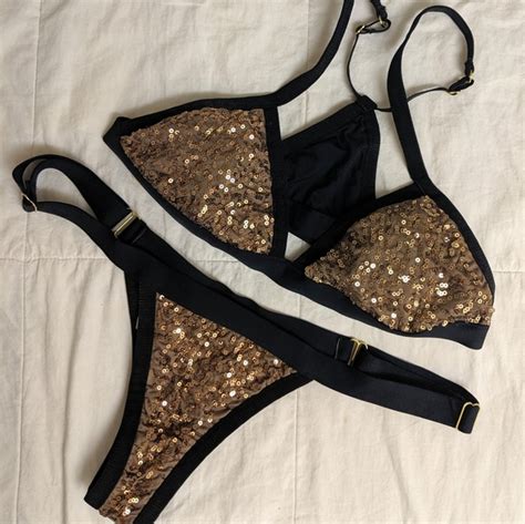 Beach Bunny Swim Beach Bunny Gold Sequins Bikini Set Poshmark