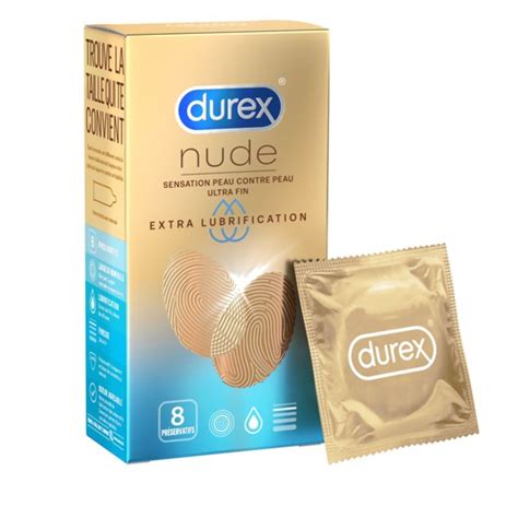 Durex Nude Extra Lubrification Pr Servatifs Ultra Fins Latex