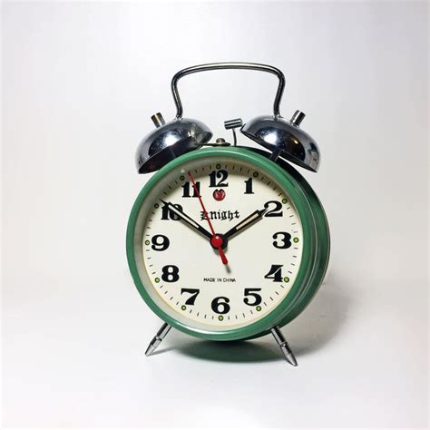 Vintage Metal Traditional Alarm Clock 1960s Made By Knight Wind Up Movement Double Bell