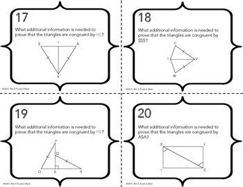 Congruent Triangles Task Cards By Mrs E Teaches Math Tpt