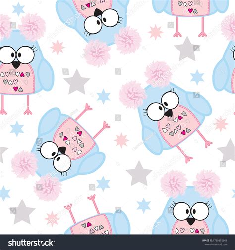 Cute Owl Seamless Pattern Owl Vector Stock Vector Royalty Free