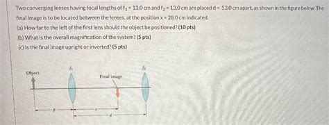 Solved Two Converging Lenses Having Focal Lengths Of F1