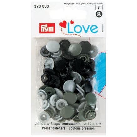 Prym Color Snaps Boutons Pression Plastique Rond Mm Ass Gris