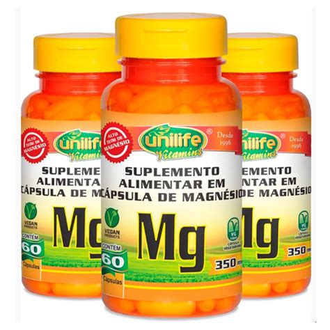 Kit 3 Magnésio Quelato Mg Bisglicinato 60 cap Unilife em Promoção