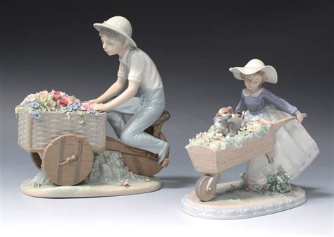 Two Lladro Porcelain Figures Comprising The Flower Peddler No 5029 And A Barrow Of Fun No 5460