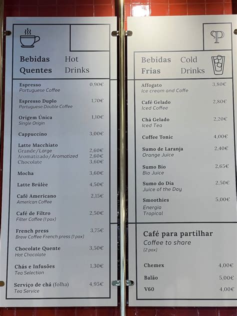 Menu At Portela Caf S Lisbon Av Ant Nio Augusto De Aguiar H