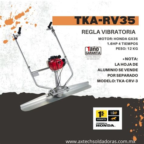 Tka Rv Regla Vibratoria De Hoja Dual Duo Screed Con Motor Honda Gx