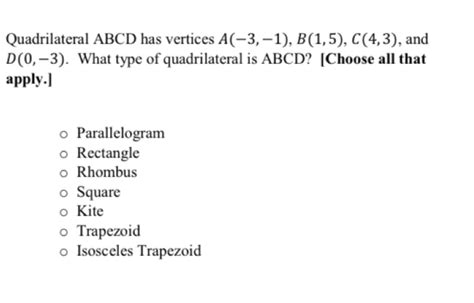 Solved Quadrilateral Abcd Has Vertices A B C And