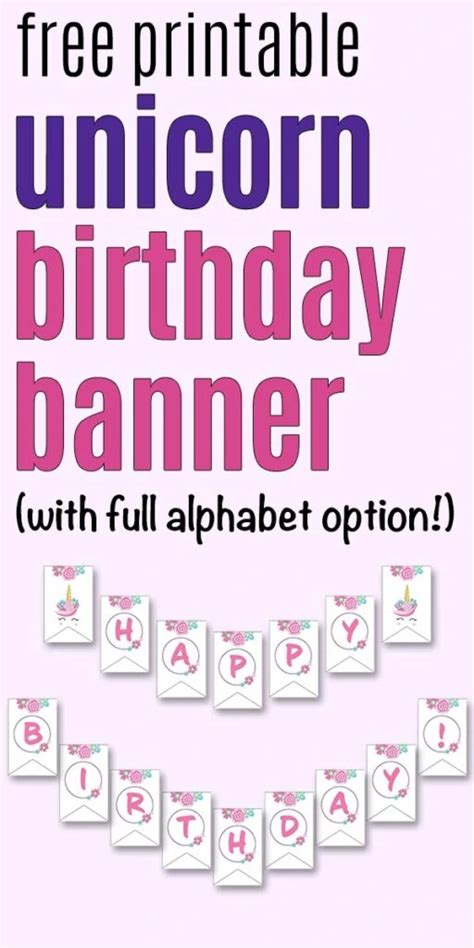 Free Happy Birthday Unicorn Banner Printable The Artisan Life Free