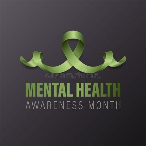 Mental Health Awareness Month Banner Card Placard With Vector 3d