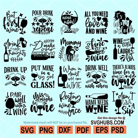 Wine Svg Bundle Png Eps Dxf Wine Quote Svg Funny Quote Svg Wine Glass