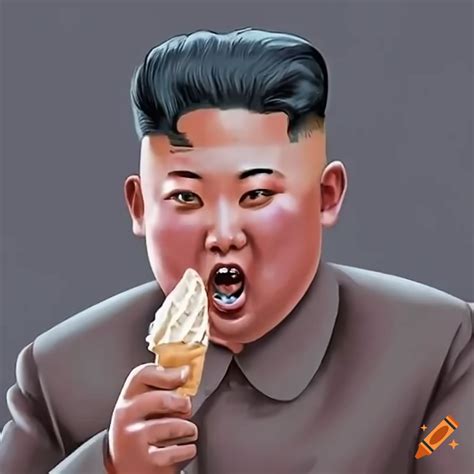 Kim Jong Un Enjoying Ice Cream On Craiyon