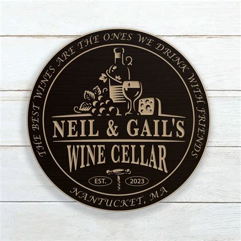 Wine Cellar Sign With Name Personalized Wine Bar Sign Carved Wood