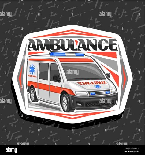 Vector Logo For Ambulance Decorative Cut Paper Badge With White Van