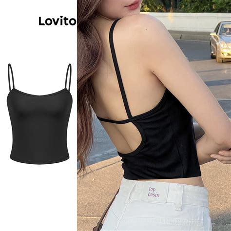 Lovito Regata Casual Lisa Sem Costas Para Mulheres L89ED001 Shopee Brasil