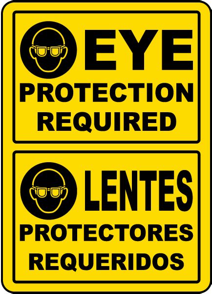 Bilingual Eye Protection Required Sign Save 10 Instantly