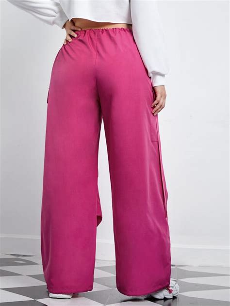 Shein Ezwear Plus Flap Pocket Side Drawstring Waist Pants Shein Usa