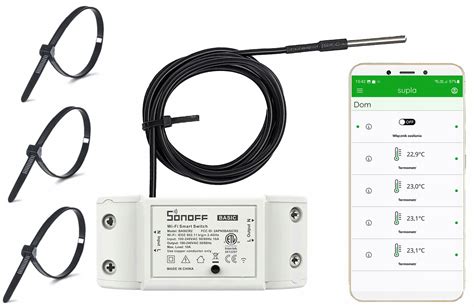 SONOFF Wifi CZUJNIK TEMPERATURY DS18B20 1x1m SUPLA X BASIC DS 1X1