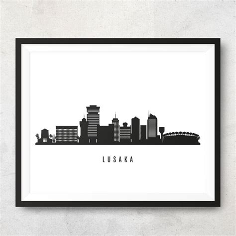 Lusaka Skyline Printable Lusaka Zambia Black White Wall Art | Etsy