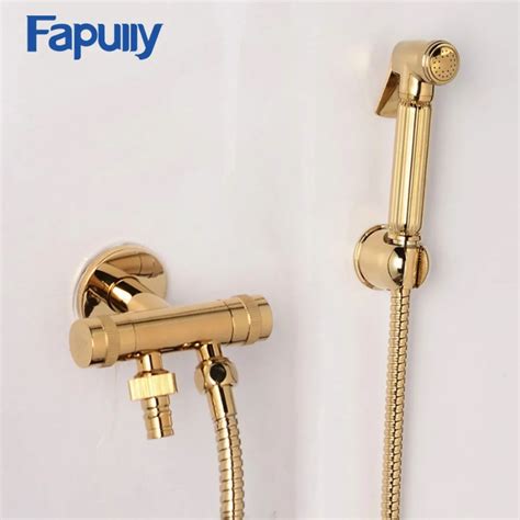 Fapully Golden Brass Toilet Bidet Shower Head Nozzle Showerhead Shattaf