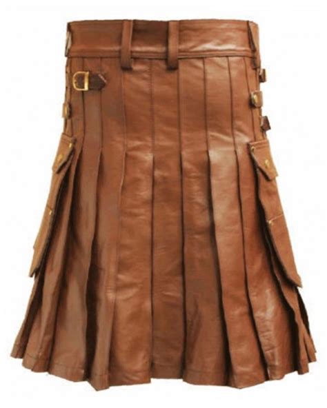 Brown Leather Utility Kilt With Sporran Scottish Kilt Collection