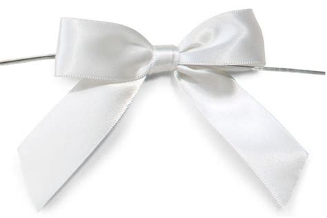 Mini Satin Bows With Twist Ties Mm Pk White