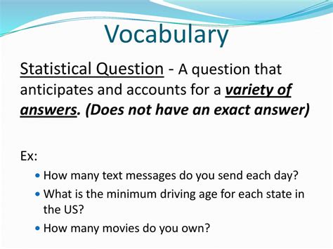 I Can Recognize Statistical Vs Non Statistical Questions Ppt Download