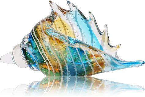 Hand Blown Glass Conch Shell Figurines Collectible Crystal Glass Art Seashell