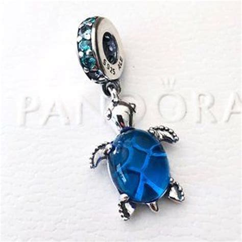 Pandora Encanta Sea Turtle Murano Glass Dangle Azul Charm Etsy