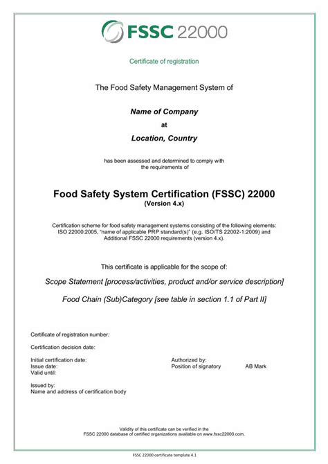 PDF Food Safety System Certification FSSC 22000 22000 Certificate