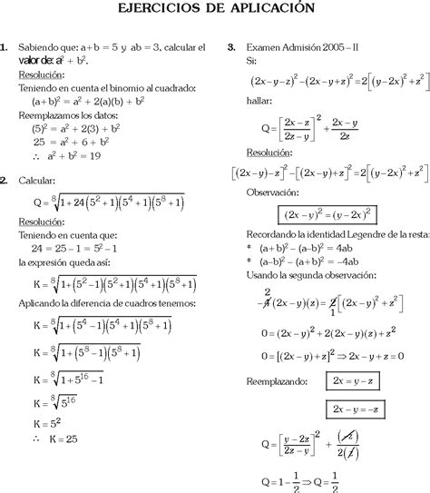 Productos Notables Ejemplos Y Ejercicios Resueltos Pdf