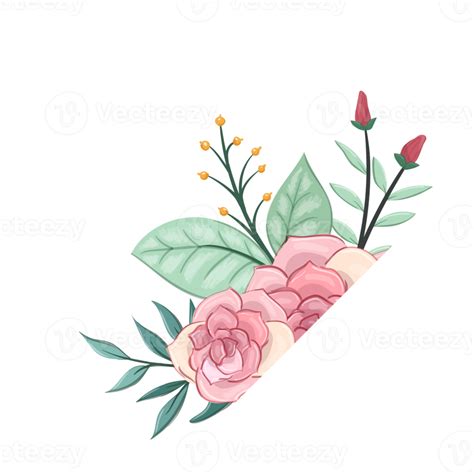 Arreglo Floral Rosa Con Estilo Acuarela Png