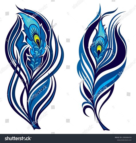 Peacock Featherspeacock Feathers On White Background Stock Vector Royalty Free 2080686439