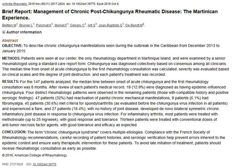 Chikungunya Exp Rience Martiniquaise Dans La Prise En Charge Des