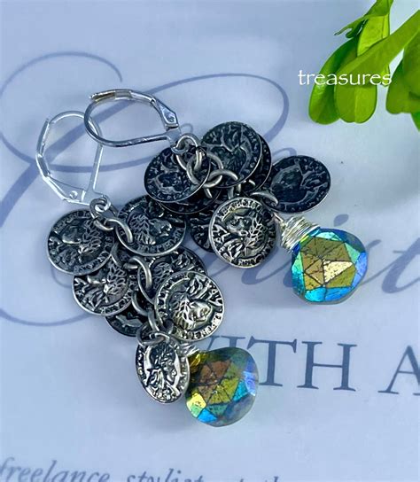 Earrings Opal Earrings Lever Back Earrings Coin Jewelry - Etsy