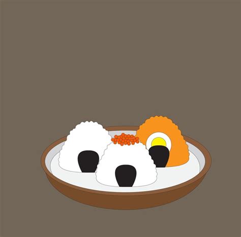 Premium Vector A Set Of Onigiri On A Plate Vector Illustration Asian