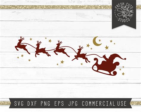 Santa Sleigh SVG Reindeer Silhouette Santa's Sleigh - Etsy