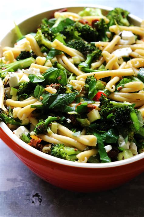 Greek Pasta Salad With Roasted Broccoli Feta And Lemon Vinaigrette