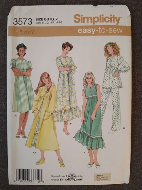 Misses Nightgown In Two Lengths Pajamas And Robe Pattern Designs By