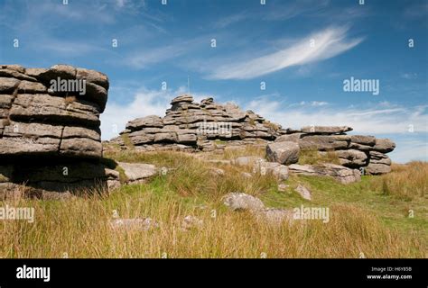 Impressive Moorland Scenery At Great Mis Tor On Dartmoor Stock Photo